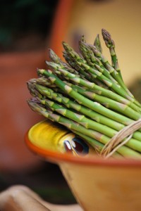 Asparagus on bowl